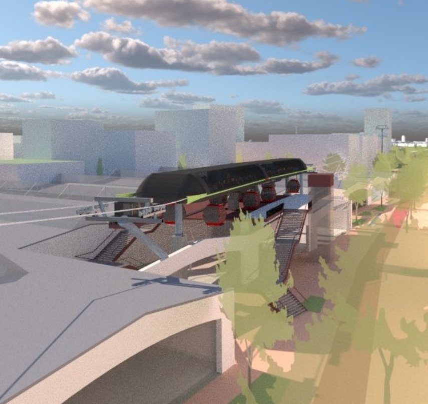Visualisation of an urban ropeway station in Duisburg